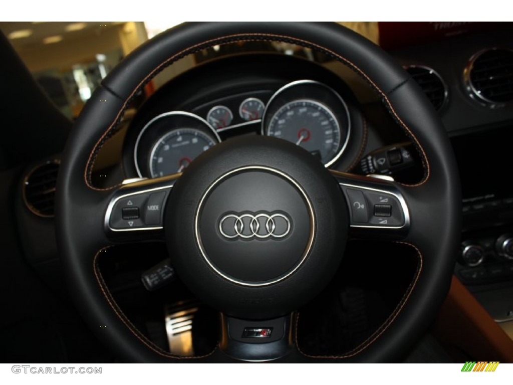 2013 Audi TT S 2.0T quattro Roadster Madras Brown Baseball Optic Leather Steering Wheel Photo #78350725