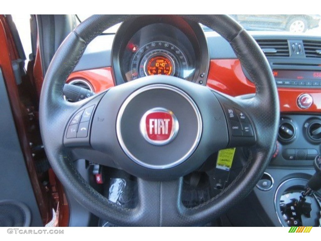 2012 Fiat 500 Sport Sport Tessuto Nero/Nero (Black/Black) Steering Wheel Photo #78350835