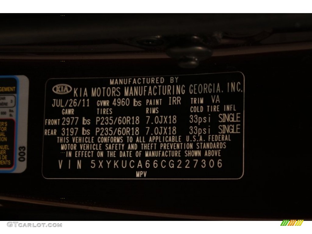 2012 Sorento Color Code IRR for Dark Cherry Photo #78351024