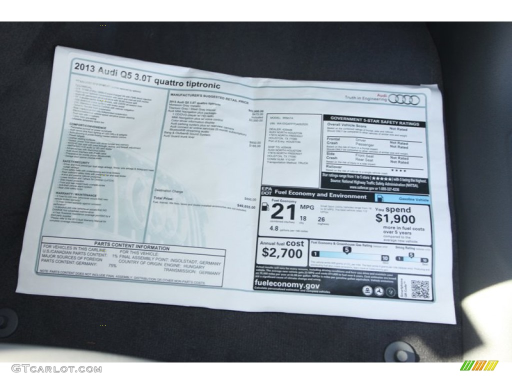 2013 Audi Q5 3.0 TFSI quattro Window Sticker Photo #78355707