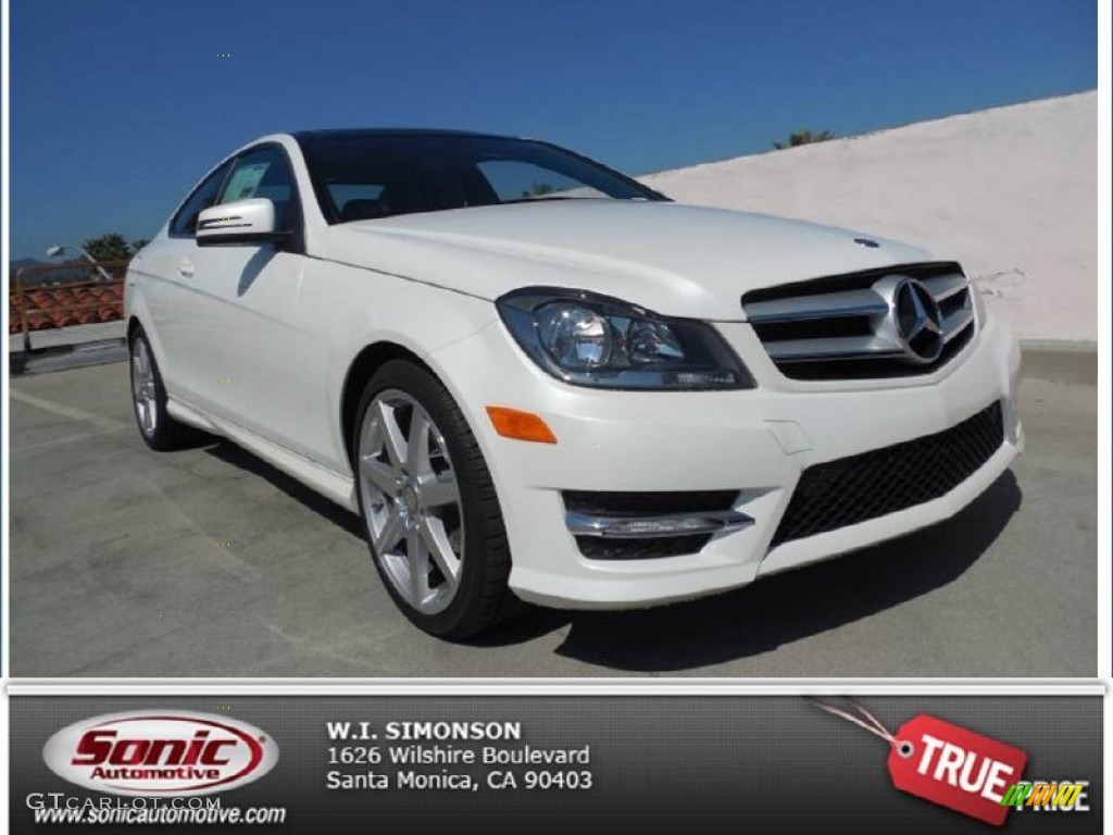 2013 C 250 Coupe - Diamond White Metallic / Black photo #1