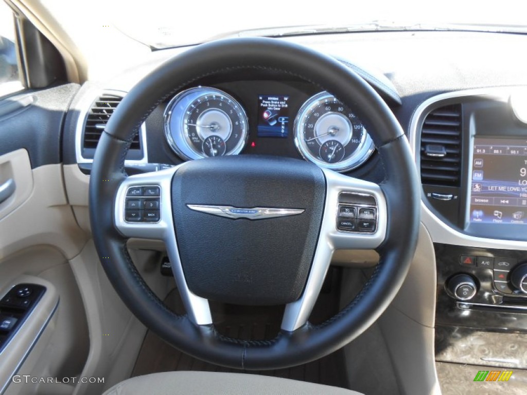2012 Chrysler 300 Standard 300 Model Black/Light Frost Beige Steering Wheel Photo #78360053