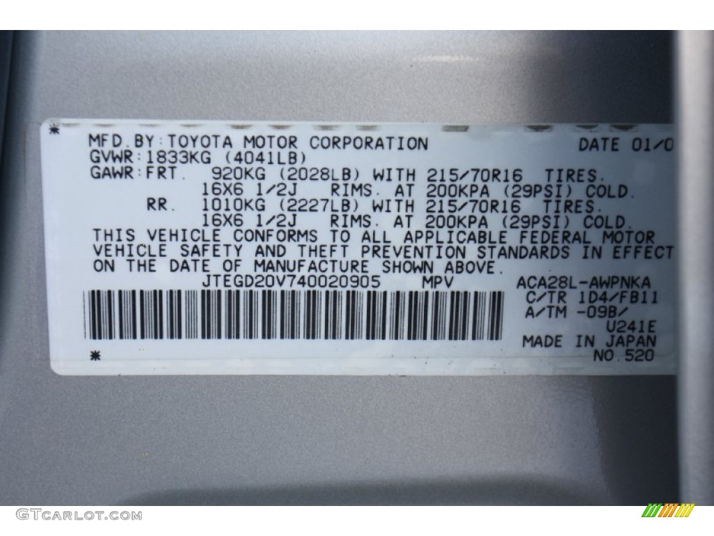color code for toyota rav4 #6 color code for toyota rav4 #6