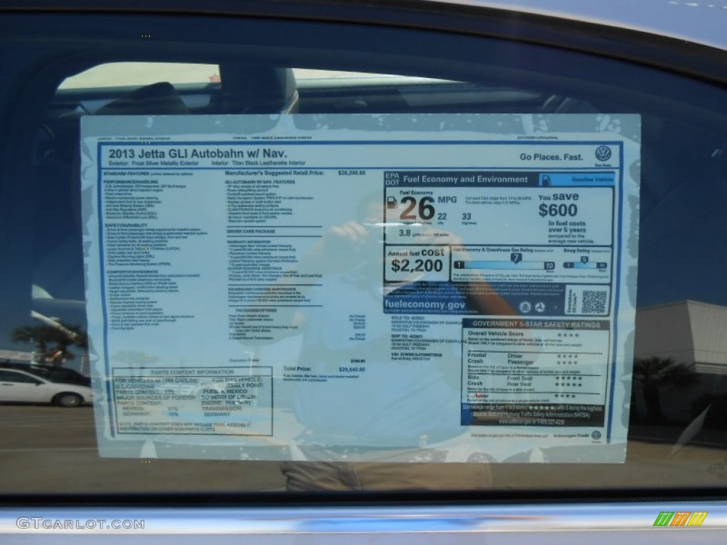 2013 Volkswagen Jetta GLI Autobahn Window Sticker Photo #78361932