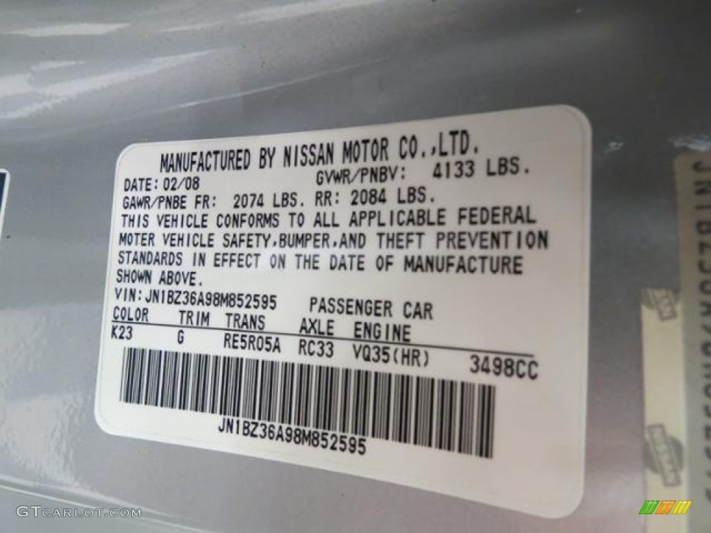 2008 350Z Touring Roadster - Silver Alloy / Charcoal photo #7