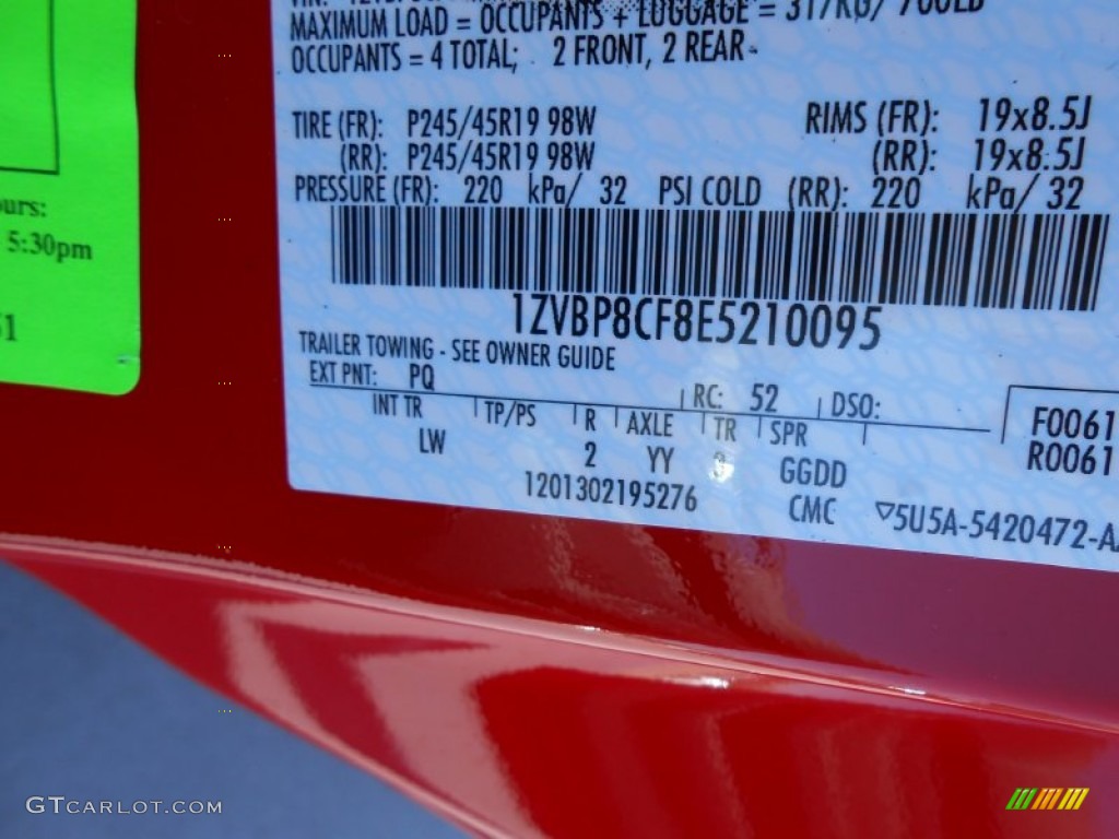 2014 Mustang Color Code PQ for Race Red Photo #78369873