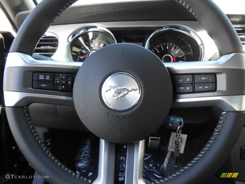 2014 Ford Mustang V6 Premium Coupe Charcoal Black Steering Wheel Photo #78370176