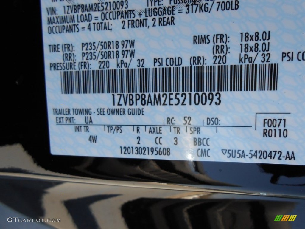 2014 Mustang Color Code UA for Black Photo #78370206