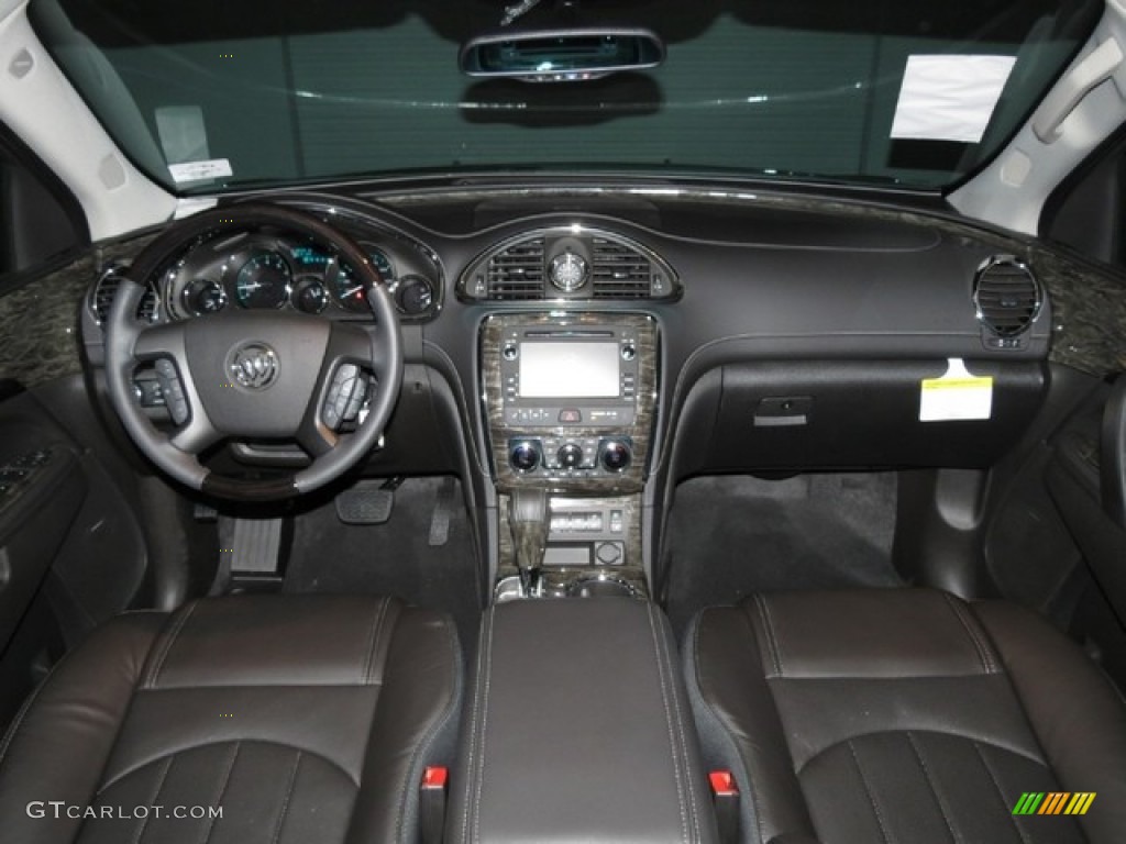2013 Buick Enclave Premium Ebony Leather Dashboard Photo #78376172