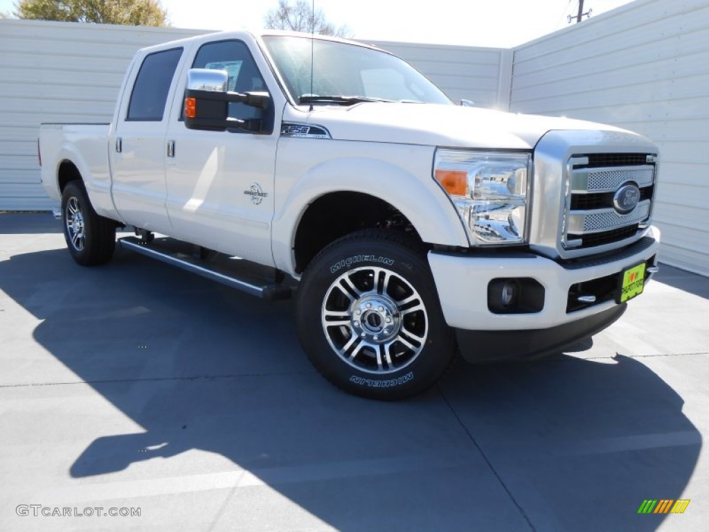 2013 F250 Super Duty Platinum Crew Cab 4x4 - White Platinum Tri-Coat / Platinum Pecan Leather photo #2