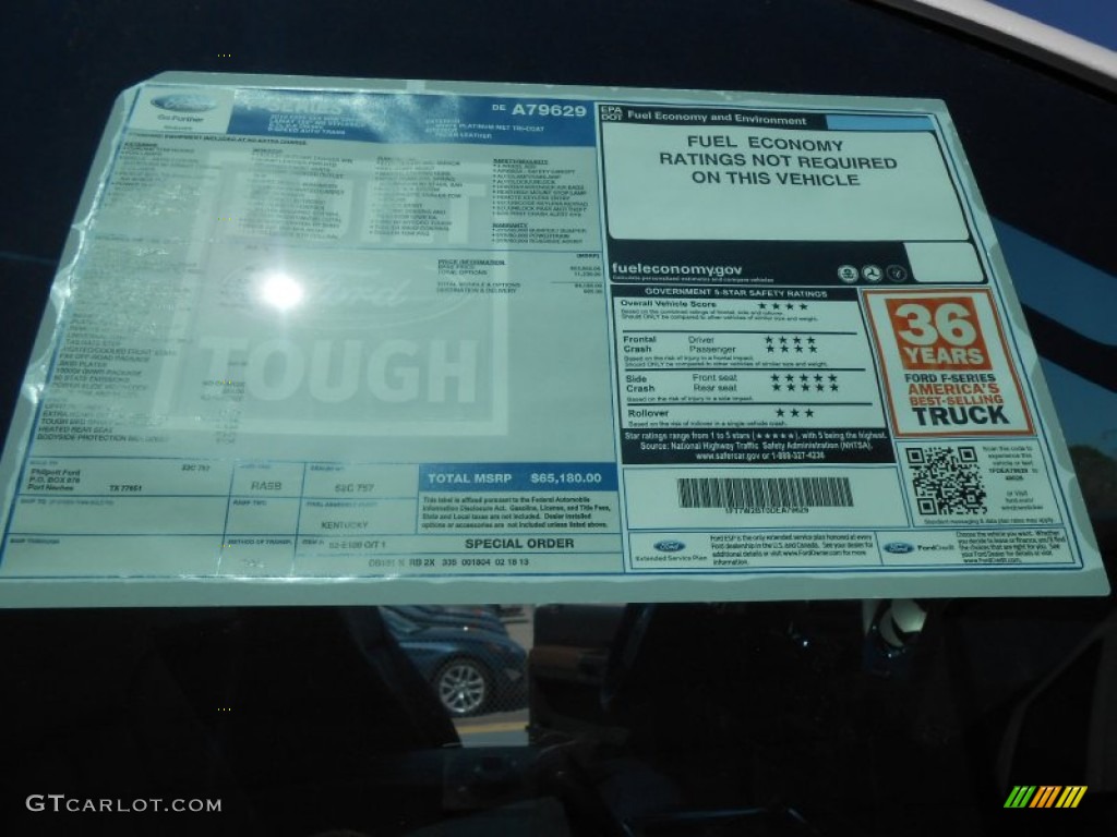 2013 Ford F250 Super Duty Platinum Crew Cab 4x4 Window Sticker Photo #78377440