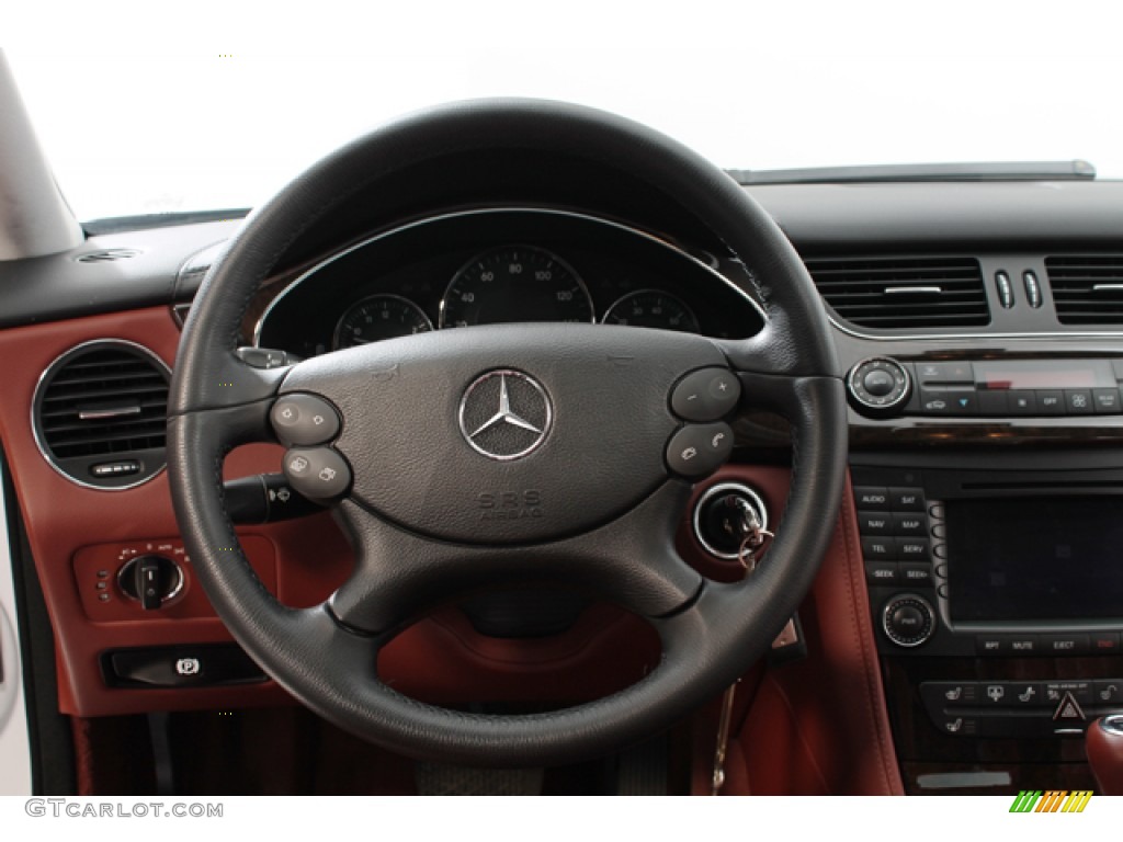 2006 Mercedes-Benz CLS 500 Sunset Red Steering Wheel Photo #78378056