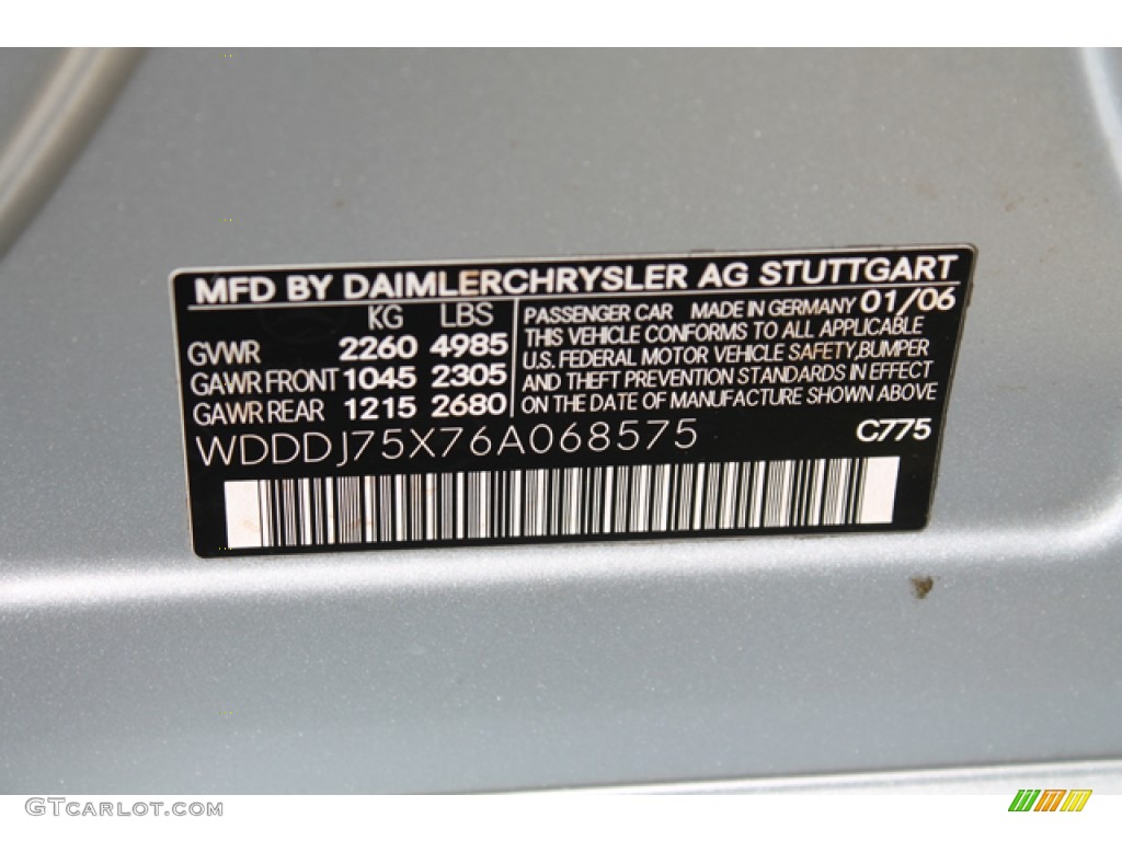 2006 CLS Color Code 775 for Iridium Silver Metallic Photo #78378723