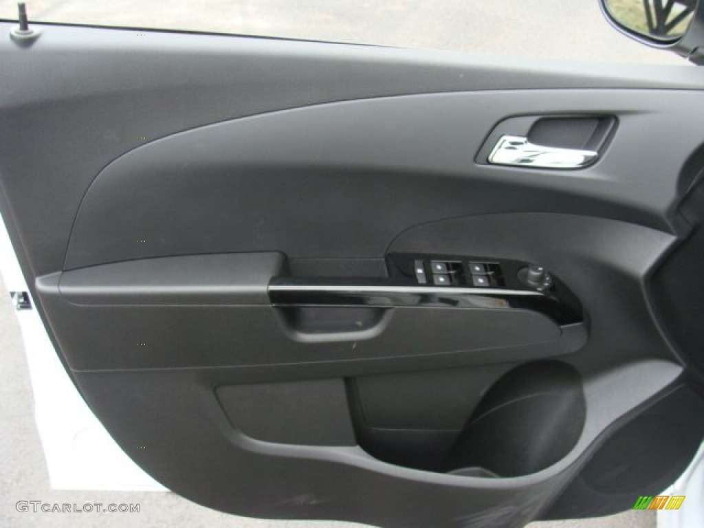 2013 Chevrolet Sonic RS Hatch RS Jet Black Leather/Microfiber Door Panel Photo #78379282