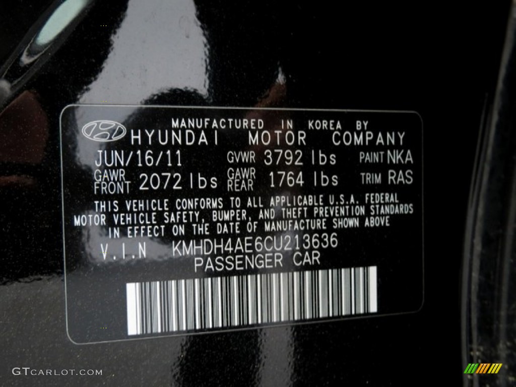 2012 Elantra GLS - Black Noir Pearl / Gray photo #30