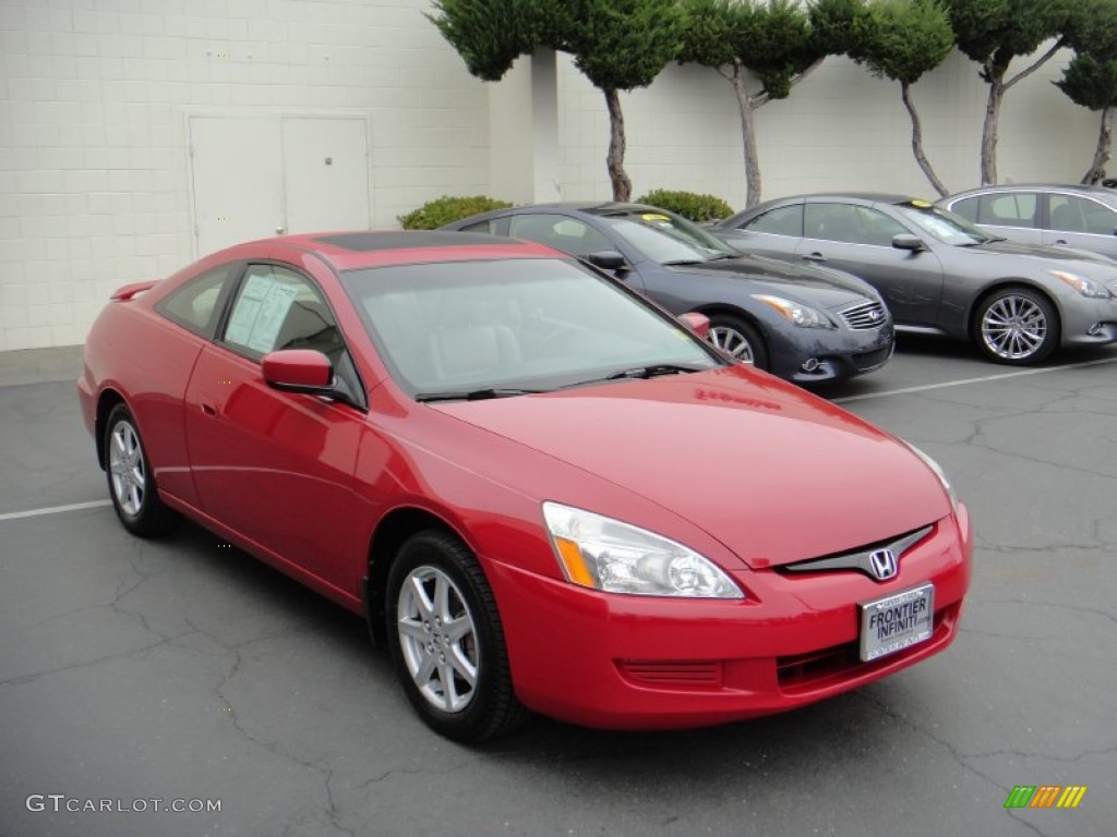2003 Accord EX V6 Coupe - San Marino Red / Ivory photo #3