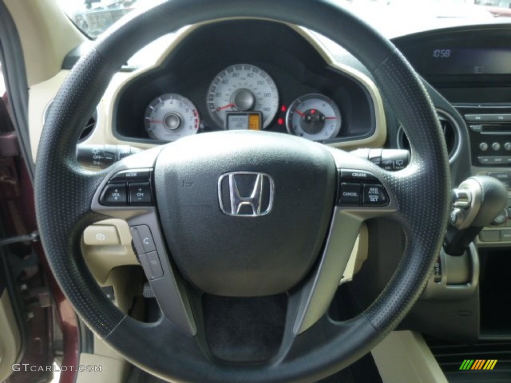 2012 Honda Pilot EX 4WD Beige Steering Wheel Photo #78385592