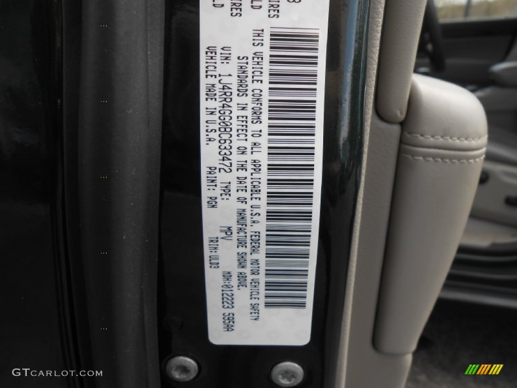 2011 Grand Cherokee Color Code PGN for Natural Green Pearl Photo #78386501