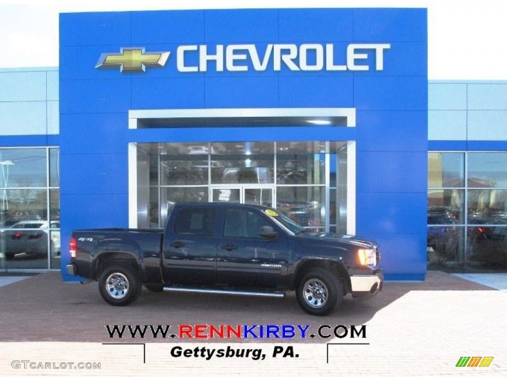 2012 Sierra 1500 SLE Crew Cab 4x4 - Midnight Blue Metallic / Ebony photo #1