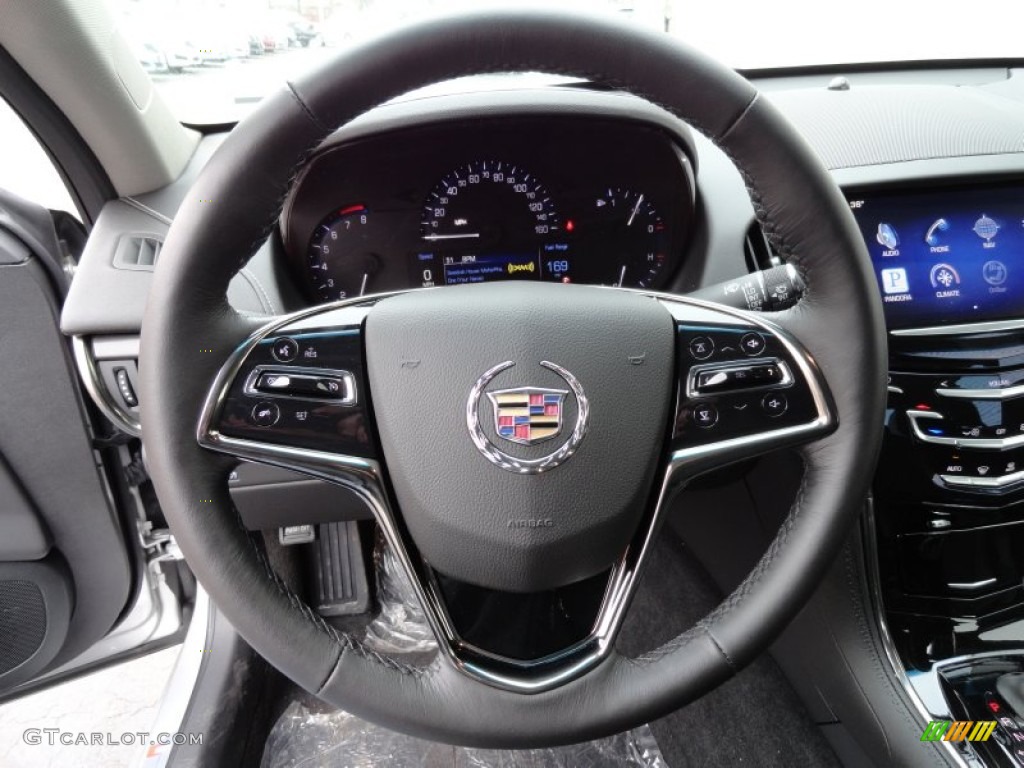 2013 Cadillac ATS 2.0L Turbo AWD Jet Black/Jet Black Accents Steering Wheel Photo #78392204