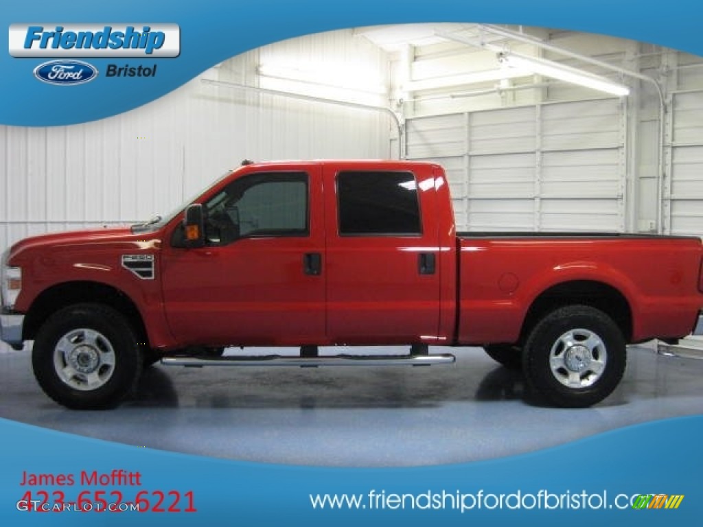 2010 F250 Super Duty XLT Crew Cab 4x4 - Vermillion Red / Medium Stone photo #1