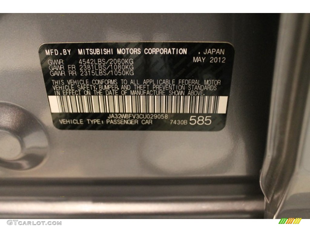2012 Mitsubishi Lancer Evolution GSR Info Tag Photo #78401009