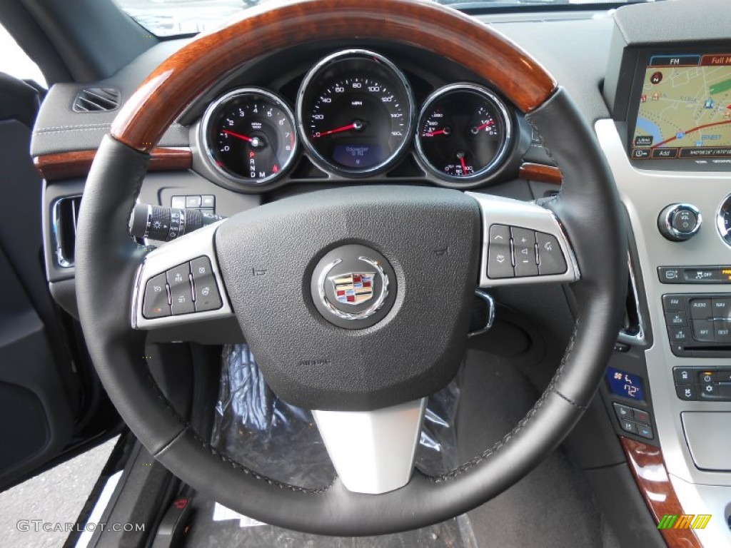 2013 Cadillac CTS 4 AWD Coupe Ebony Steering Wheel Photo #78406757