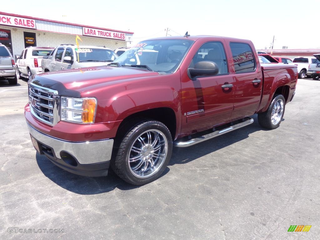 2008 Sierra 1500 SLE Crew Cab - Sonoma Red Metallic / Light Cashmere photo #3