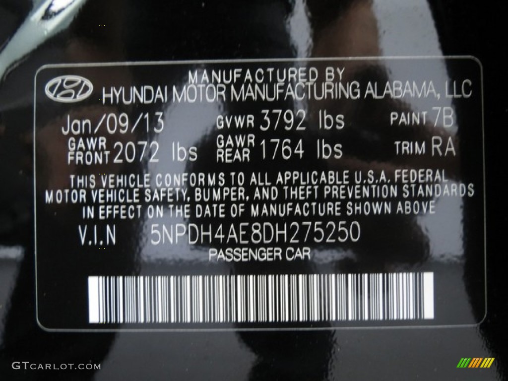 2013 Elantra GLS - Midnight Black / Gray photo #8