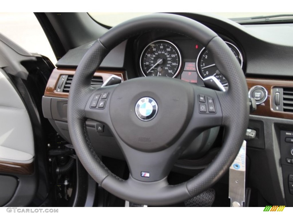 2013 BMW 3 Series 328i Convertible Everest Grey/Black Steering Wheel Photo #78418206
