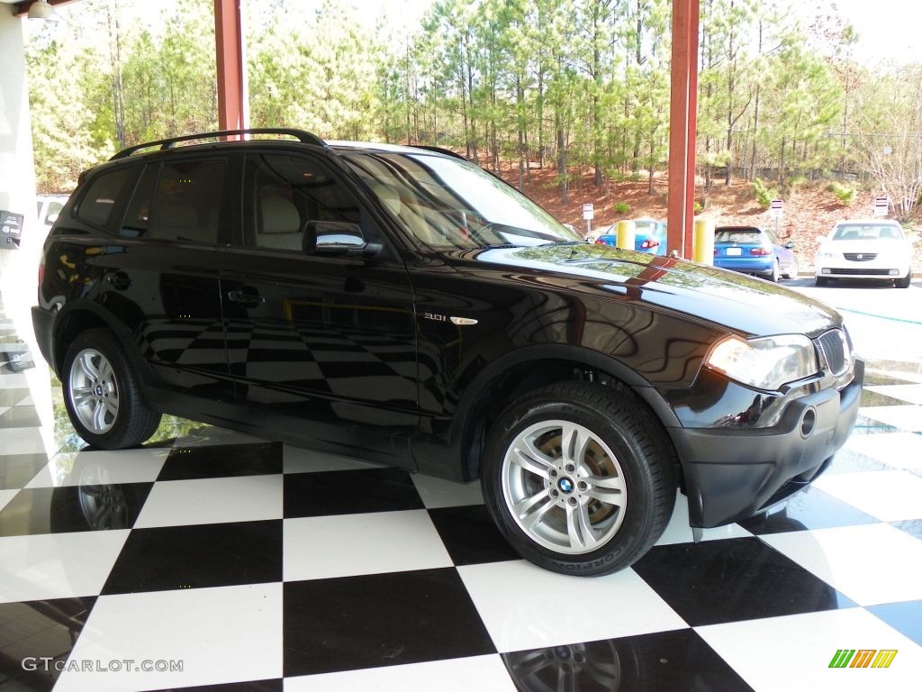 2004 X3 3.0i - Jet Black / Sand Beige photo #1