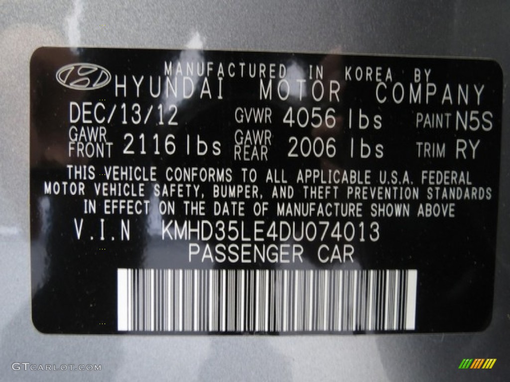 2013 Elantra GT - Titanium Gray Metallic / Black photo #8