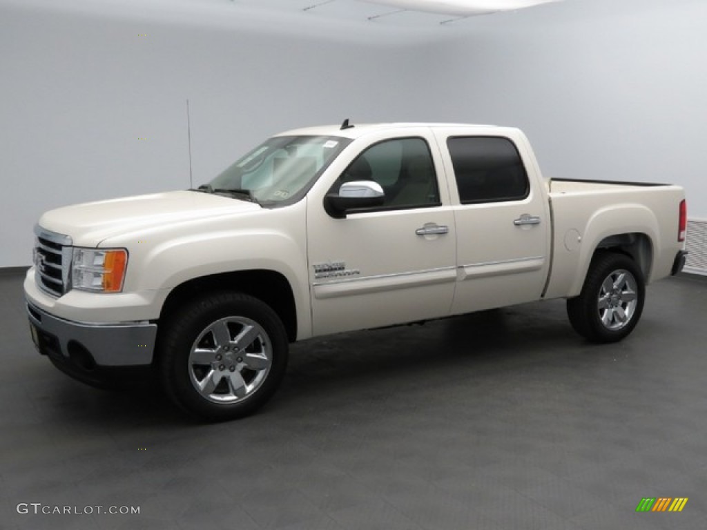 2013 Sierra 1500 SLE Crew Cab - White Diamond Tricoat / Very Dark Cashmere/Light Cashmere photo #1