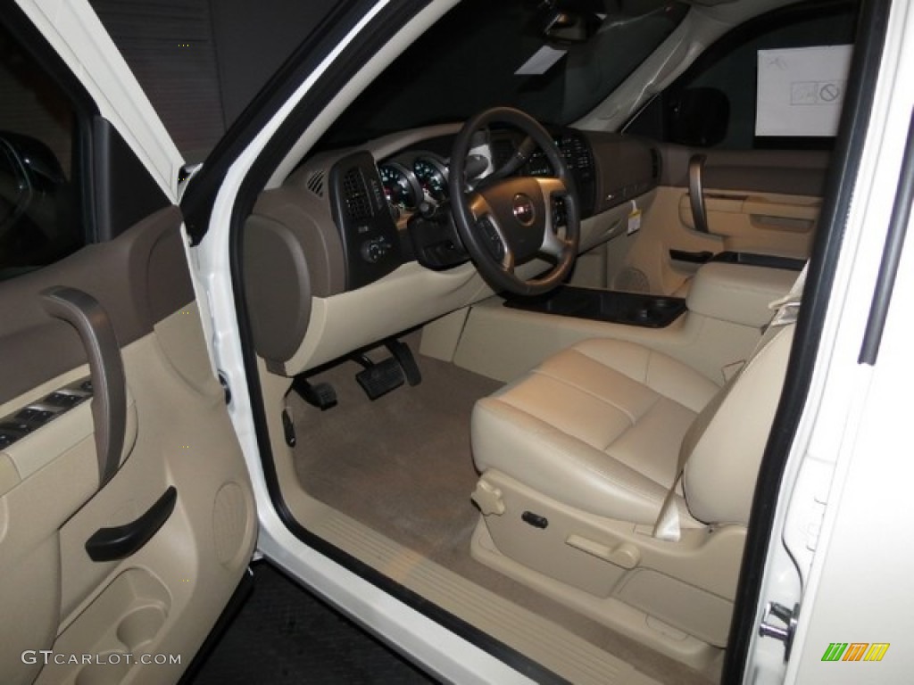 2013 Sierra 1500 SLE Crew Cab - White Diamond Tricoat / Very Dark Cashmere/Light Cashmere photo #4