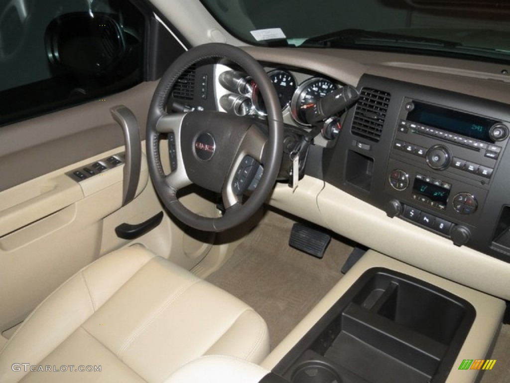 2013 Sierra 1500 SLE Crew Cab - White Diamond Tricoat / Very Dark Cashmere/Light Cashmere photo #5