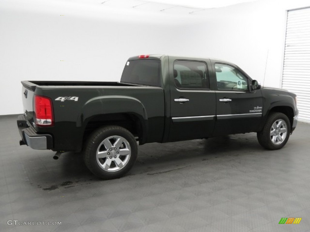 2013 Sierra 1500 SLE Crew Cab 4x4 - Mineral Green Metallic / Very Dark Cashmere/Light Cashmere photo #2