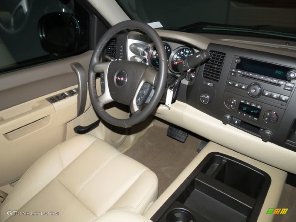 2013 Sierra 1500 SLE Crew Cab 4x4 - Mineral Green Metallic / Very Dark Cashmere/Light Cashmere photo #5
