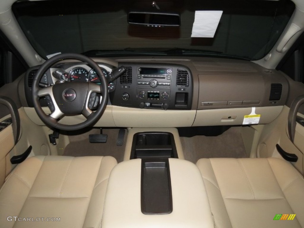 2013 Sierra 1500 SLE Crew Cab 4x4 - Mineral Green Metallic / Very Dark Cashmere/Light Cashmere photo #6