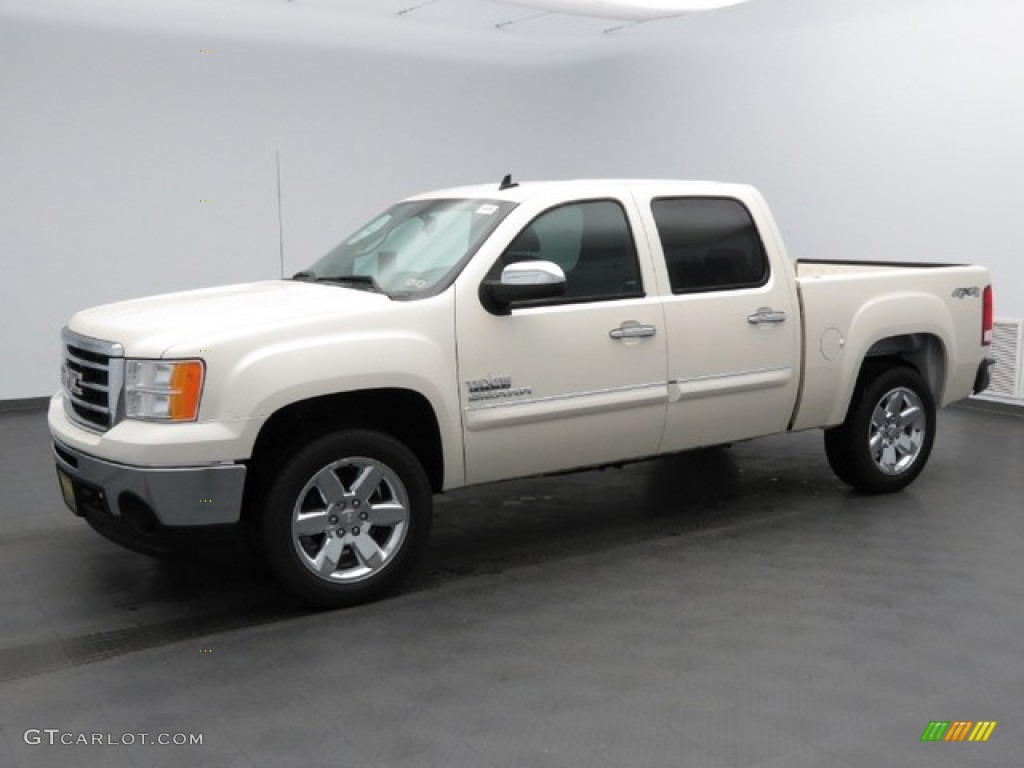 2013 Sierra 1500 SLE Crew Cab 4x4 - White Diamond Tricoat / Ebony photo #1