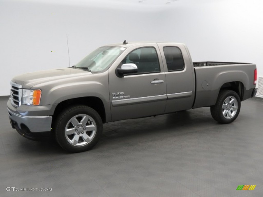 2013 Sierra 1500 SLE Extended Cab - Steel Gray Metallic / Ebony photo #1