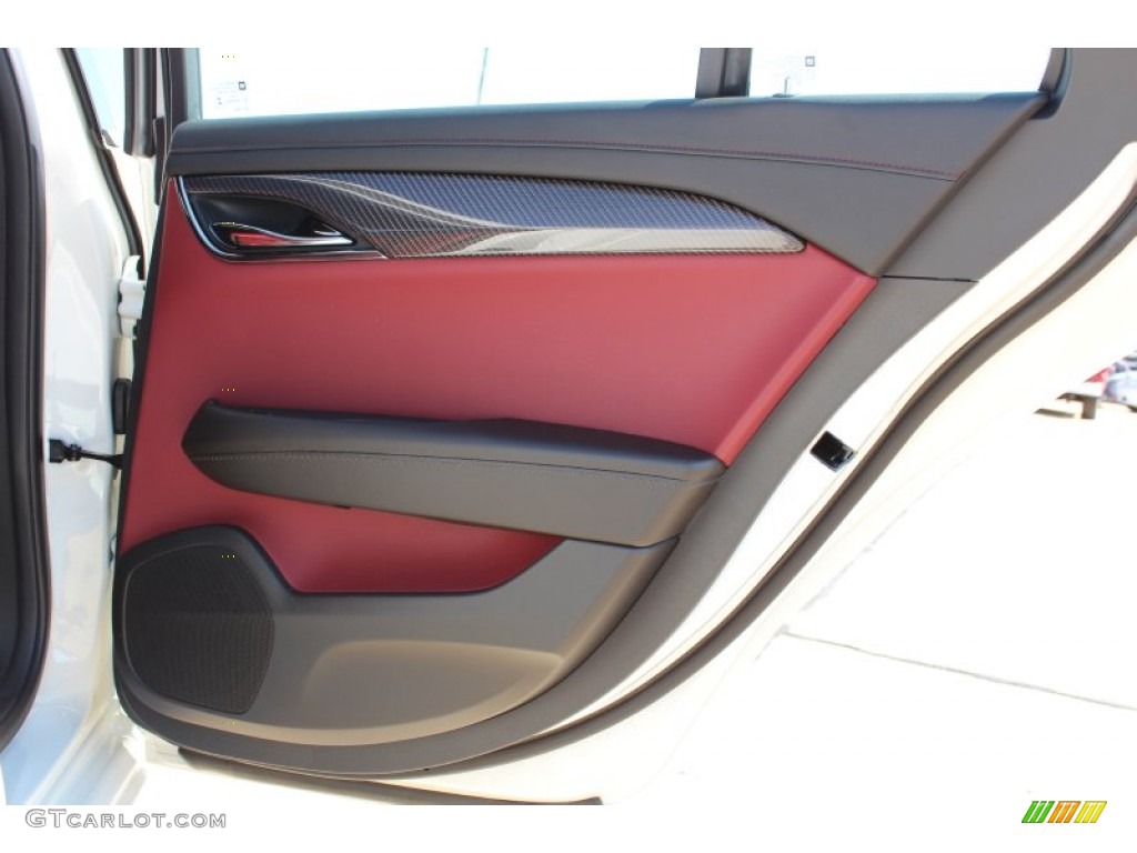 2013 Cadillac ATS 3.6L Performance Morello Red/Jet Black Accents Door Panel Photo #78426378