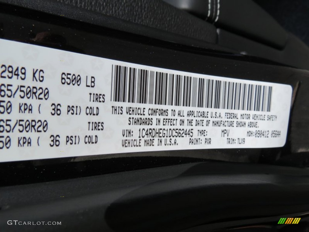 2013 Durango Color Code PXR for Brilliant Black Crystal Pearl Photo #78428384