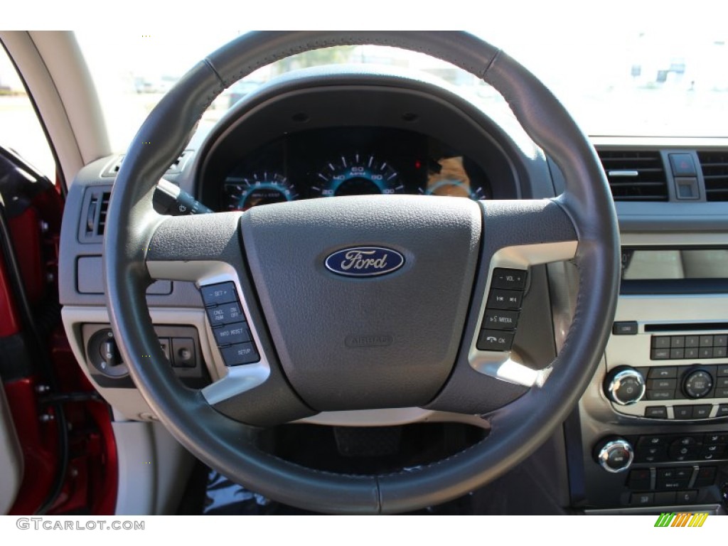 2012 Ford Fusion SEL V6 Medium Light Stone Steering Wheel Photo #78429407