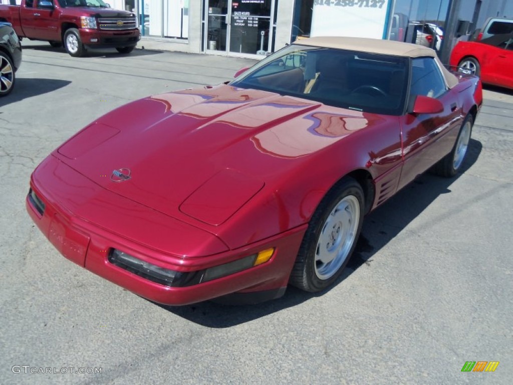 1991 Corvette Convertible - Dark Red Metallic / Saddle photo #1
