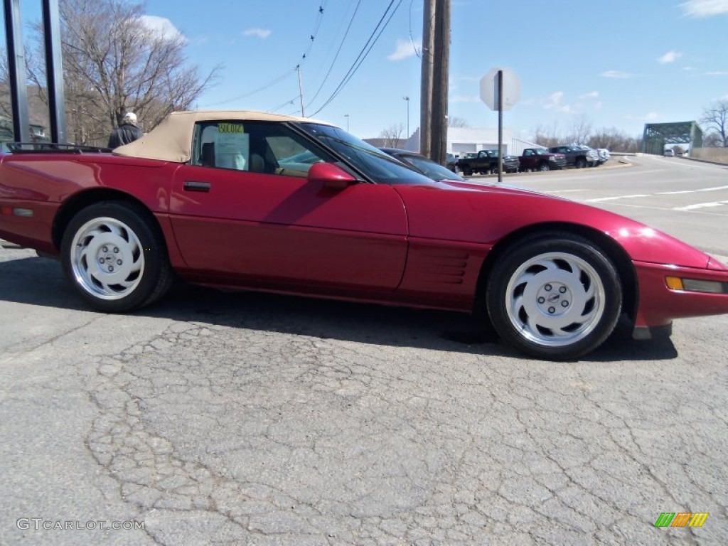 1991 Corvette Convertible - Dark Red Metallic / Saddle photo #2