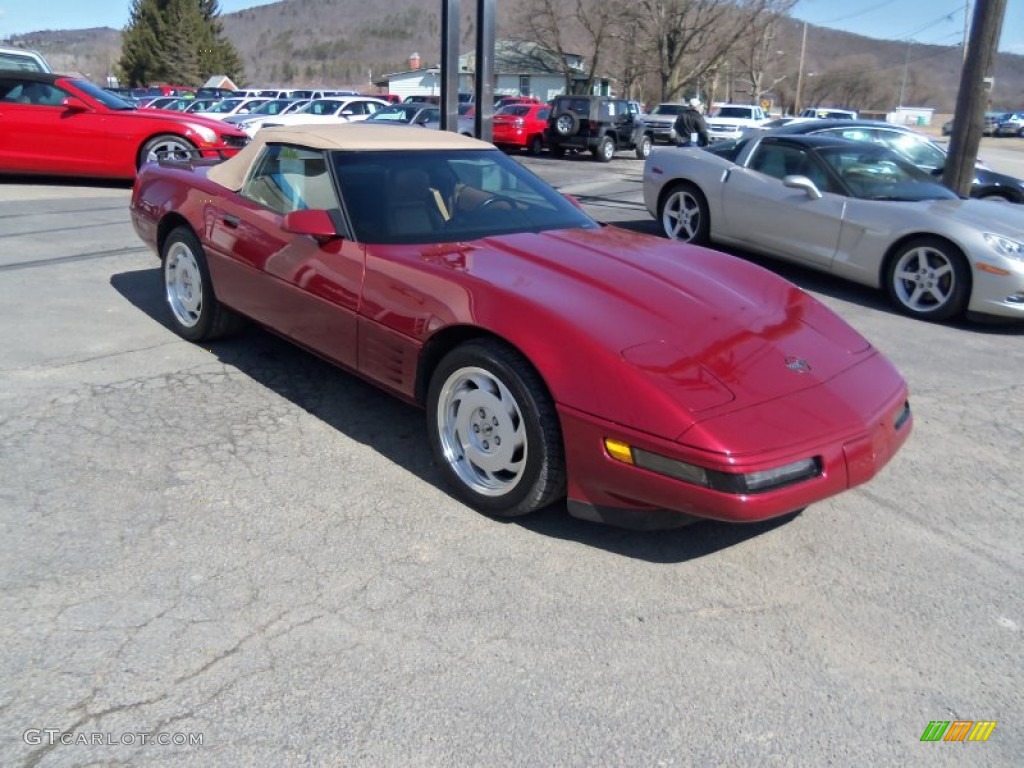 1991 Corvette Convertible - Dark Red Metallic / Saddle photo #4