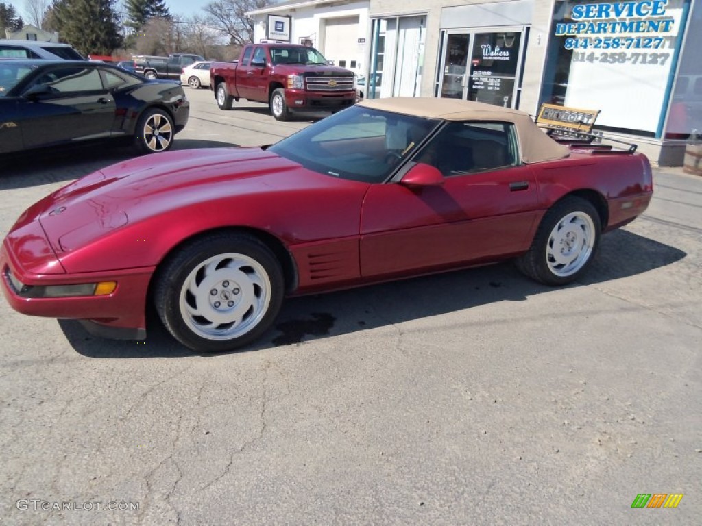 1991 Corvette Convertible - Dark Red Metallic / Saddle photo #6