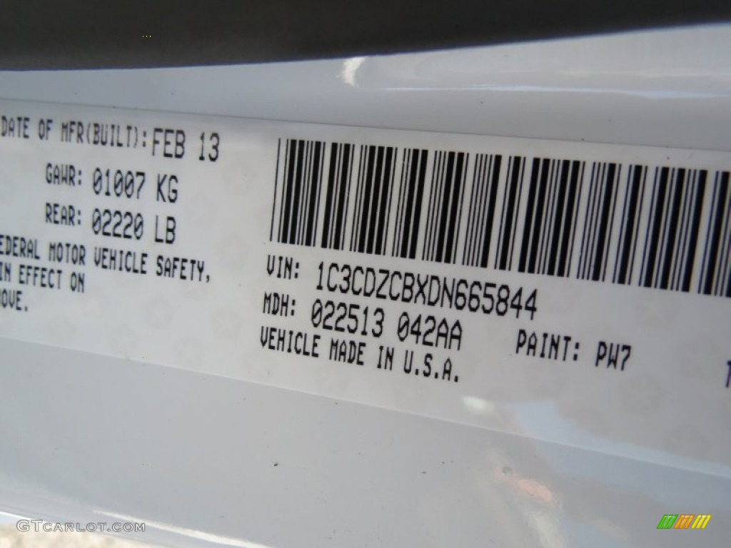 2013 Dodge Avenger SXT Blacktop Color Code Photos