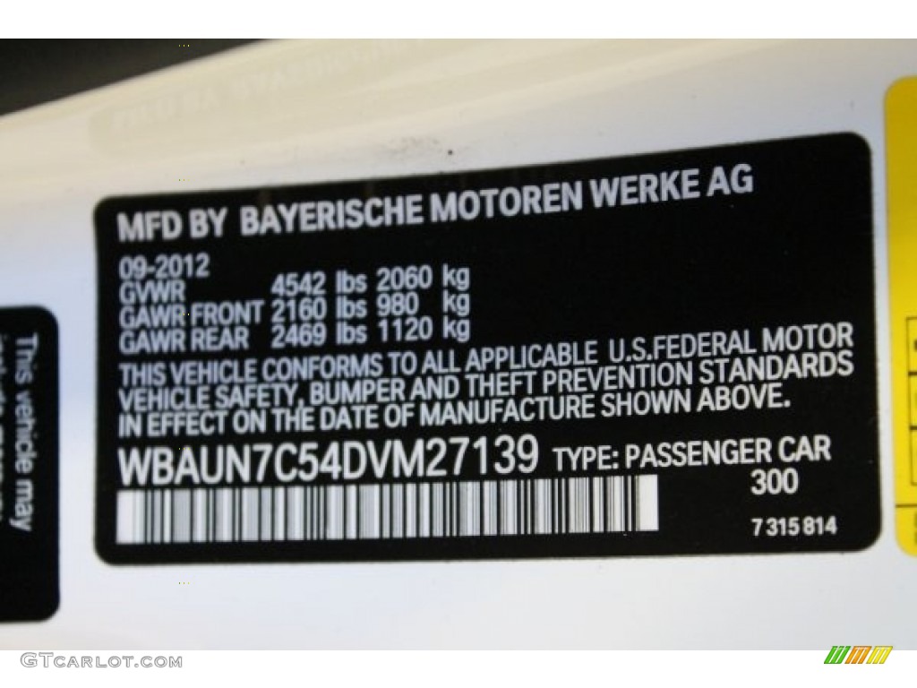 2013 BMW 1 Series 135i Convertible Color Code Photos