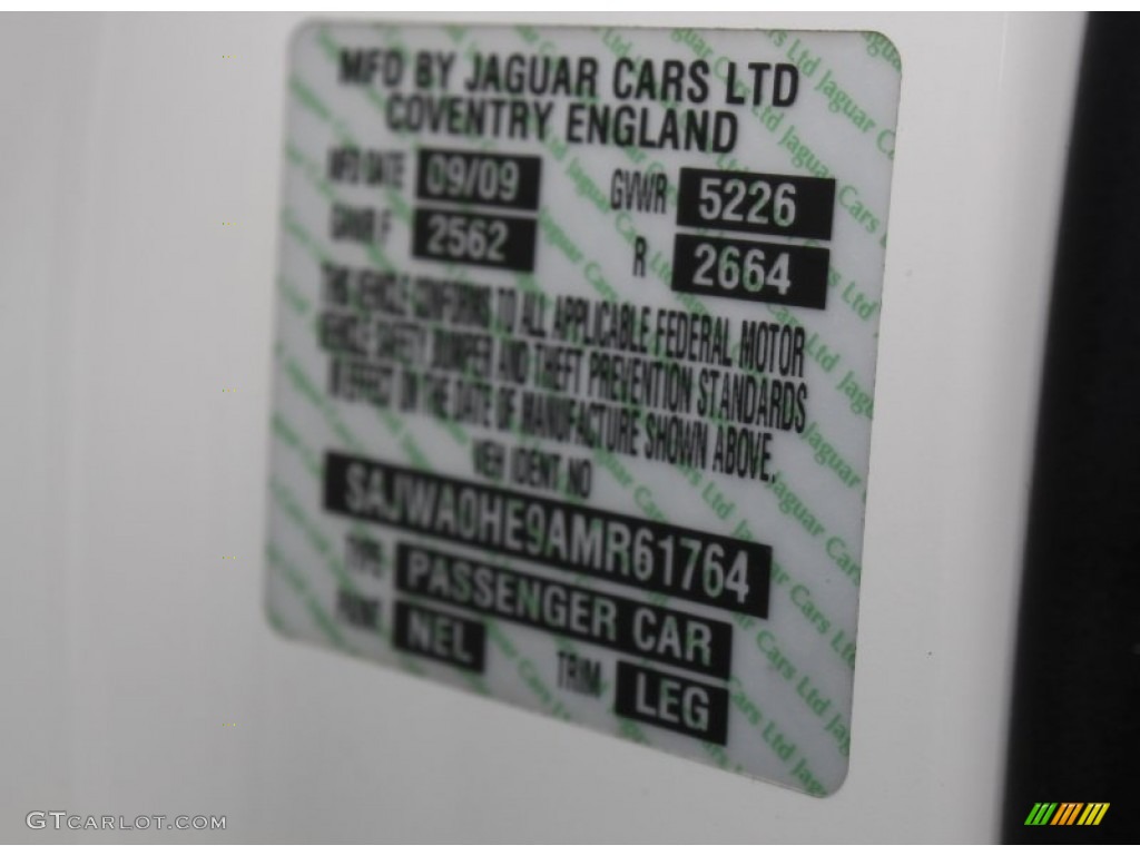 2010 Jaguar XF XF Supercharged Sedan Color Code Photos